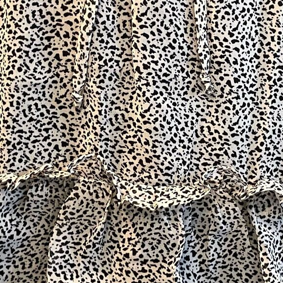 Sienna Sky Tiered Leopard Print Mini Skirt Cream Black Layered Ruffles Pull-On S - Picture 4 of 7